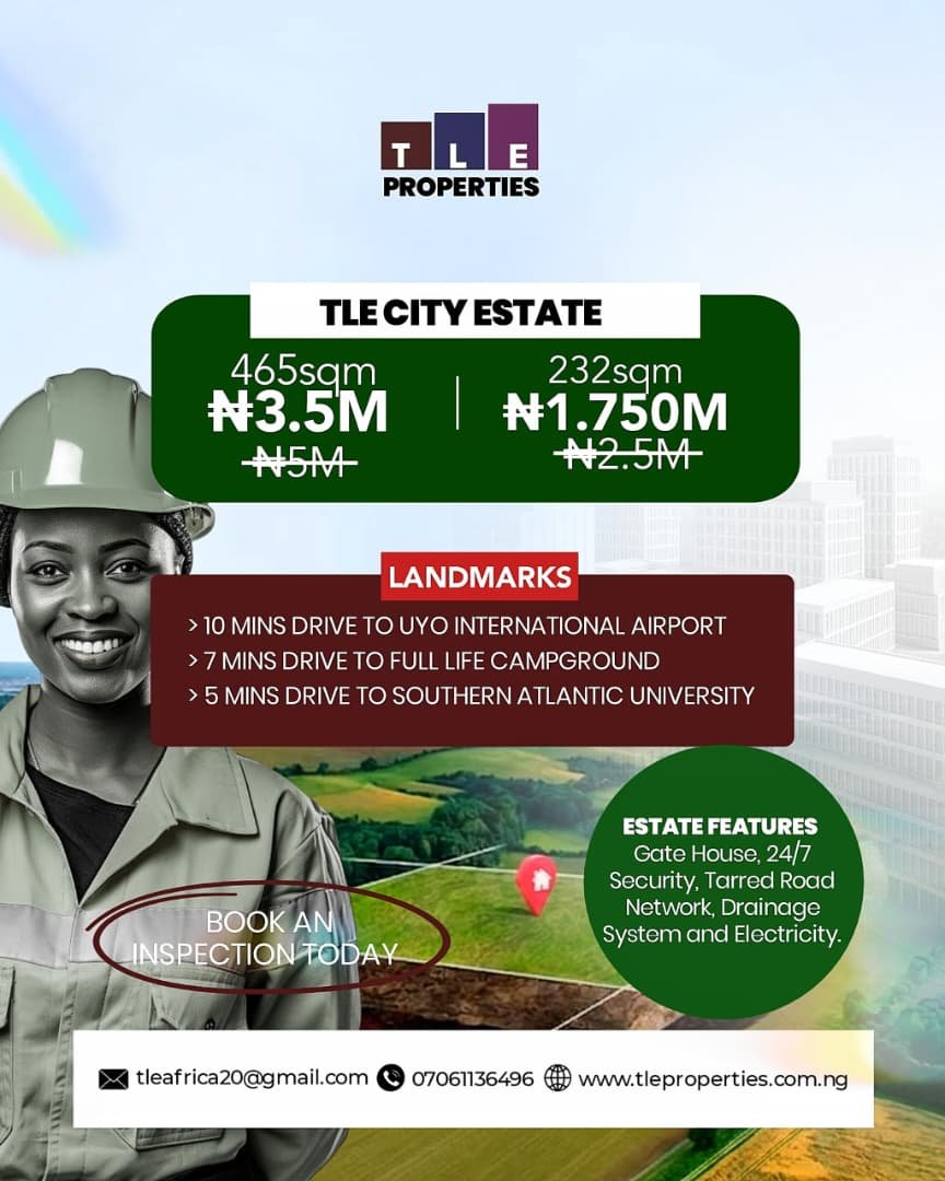 Prime Land for Sale at TLE City Estate, Uyo â€“ From â‚¦1.75M in Aba South, Aba, Abia